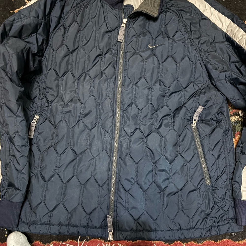 Nike Blue Puffer Jacket with Quilted Design